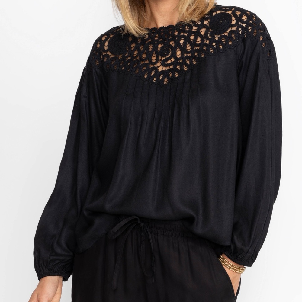 JOHNNY WAS Black Long Sleeve Cielito Modal Blouse XS - Picture 2 of 12